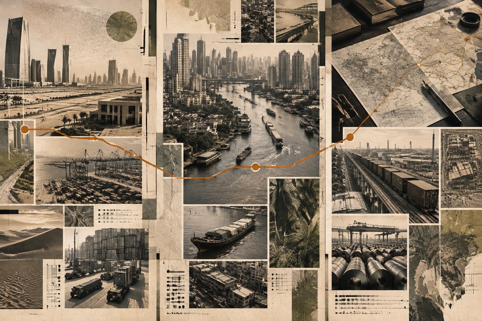 Planche documentaire : cartes, notes de terrain et archives de voyage